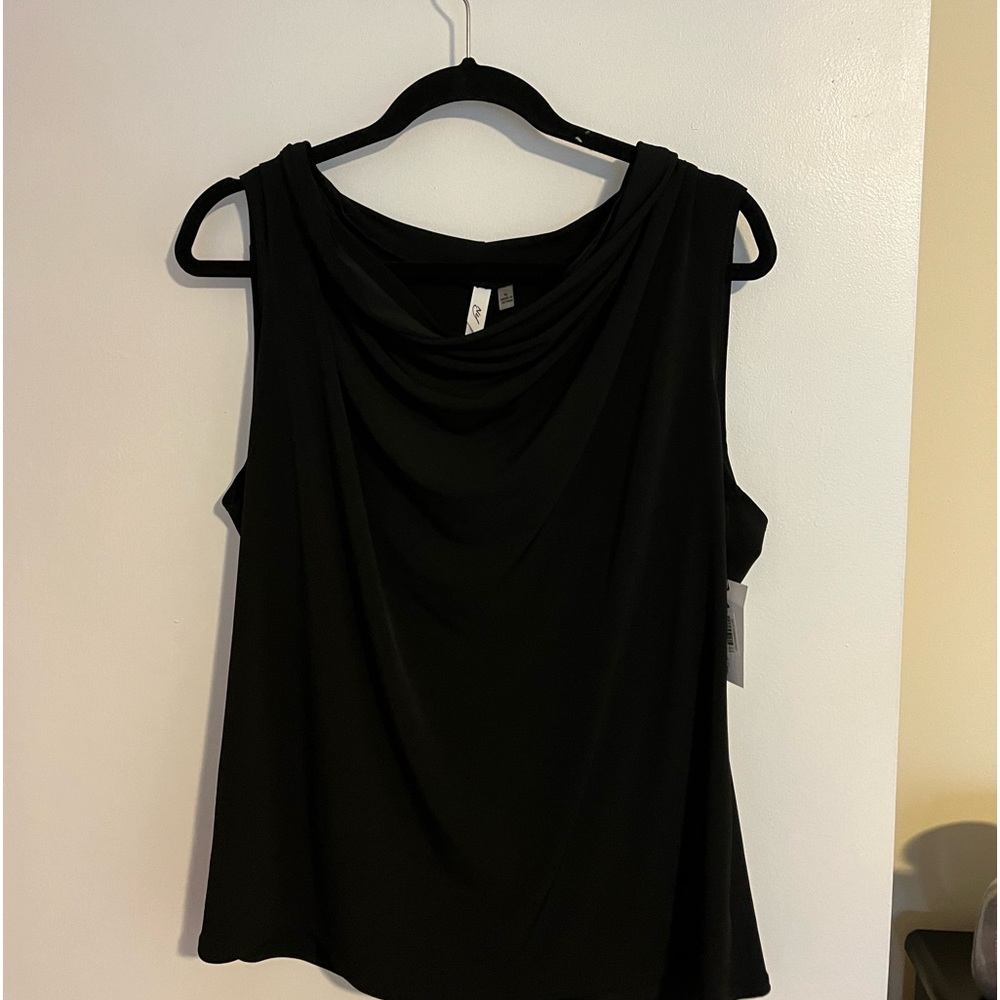 New York collection, black sleeveless cowl neck tank